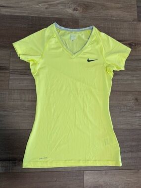 Nike Neon Yellow V-Neck Dri-FIT Women’s Short Sleeve Top